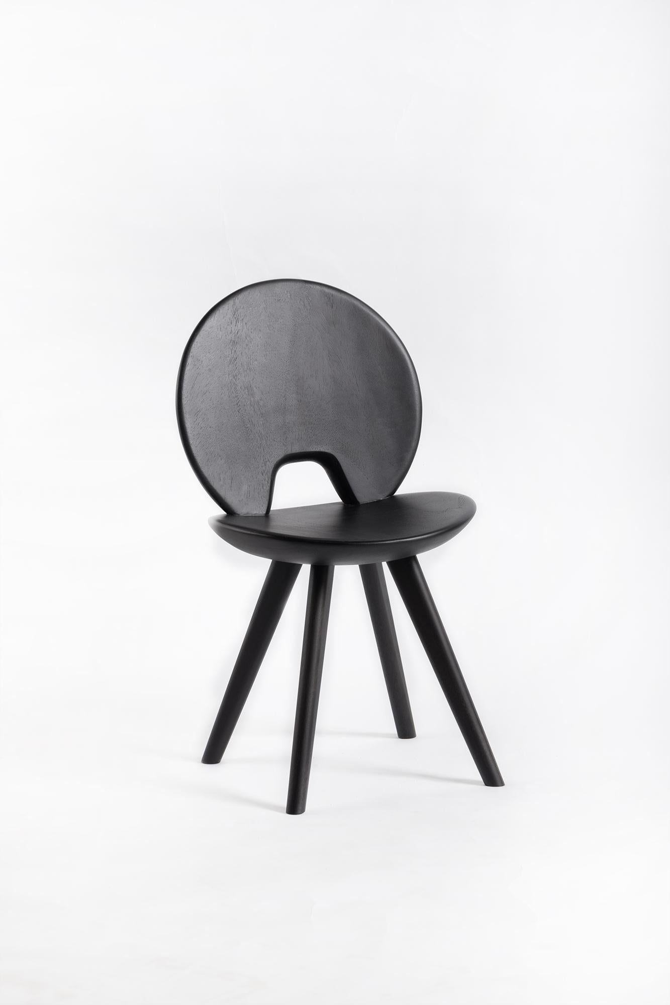 Woodwork Lunar Chair, Charcoal Black Acacia Wood For Sale