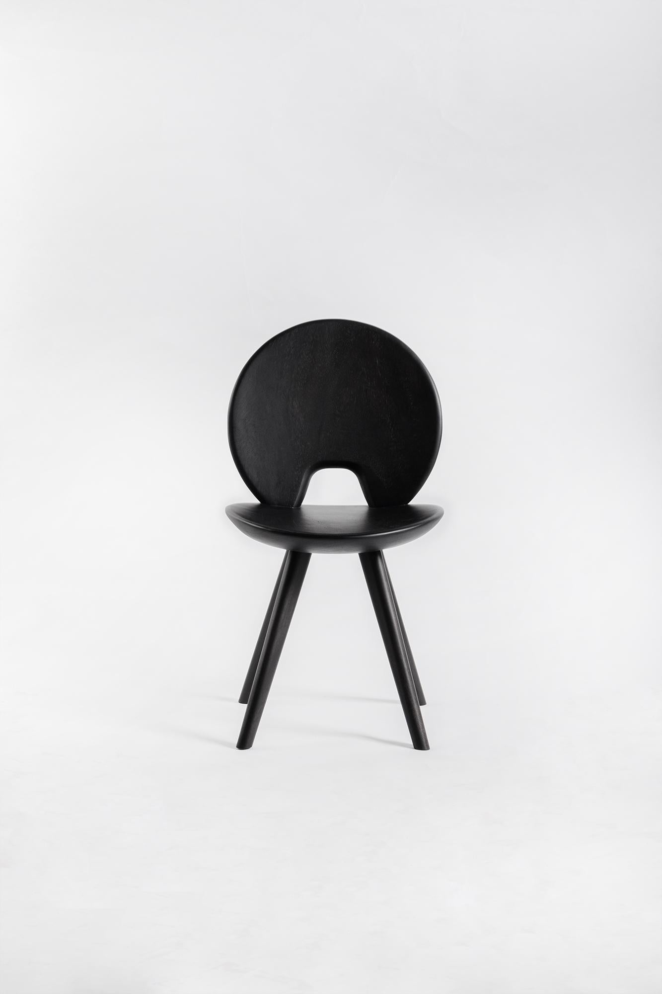 Lunar Chair, Charcoal Black Acacia Wood In New Condition For Sale In Chiangmai, TH