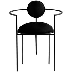 Lunar Chair in Black Fabric and Coated Steel, by Lara Bohinc