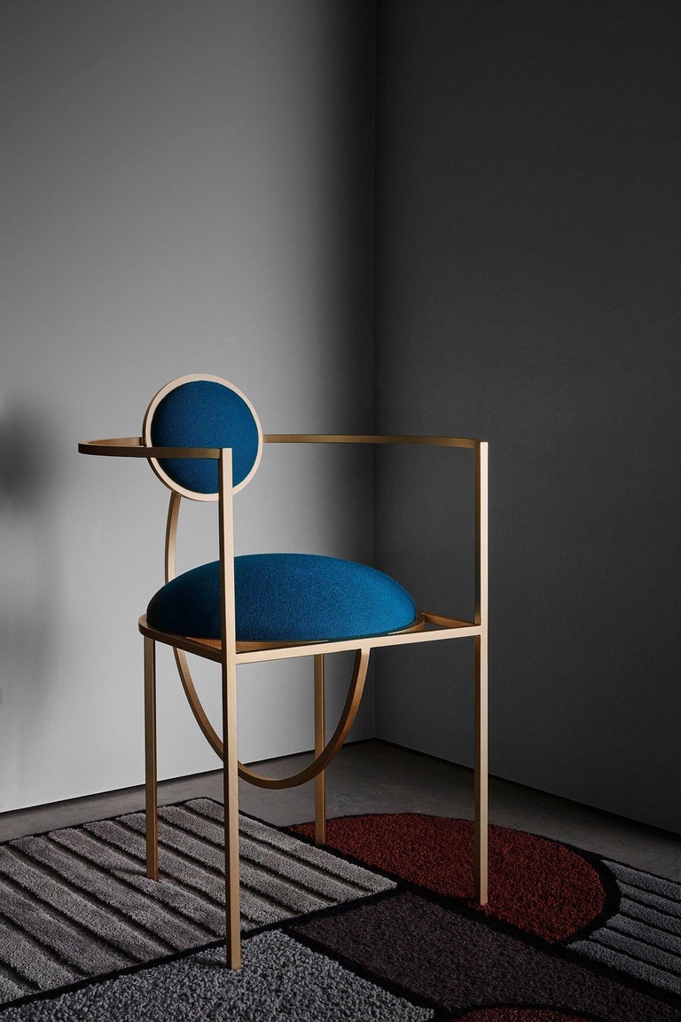 Lunar Chair in Cream Fabric and Galvanised Steel, by Lara Bohinc For