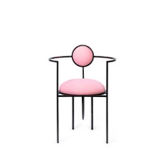Lunar Chair in Pink Wool Fabric and Black Steel Frame by Lara Bohinc