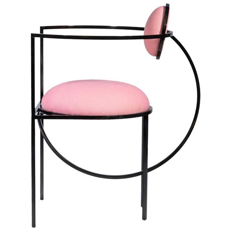 Lunar Chair in Pink Fabric and Bronze Metal by Lara Bohinc 1
