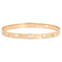 Lunar Charm 14K (or 18k upon request) Yellow Gold Diamond Bangle Bracelet