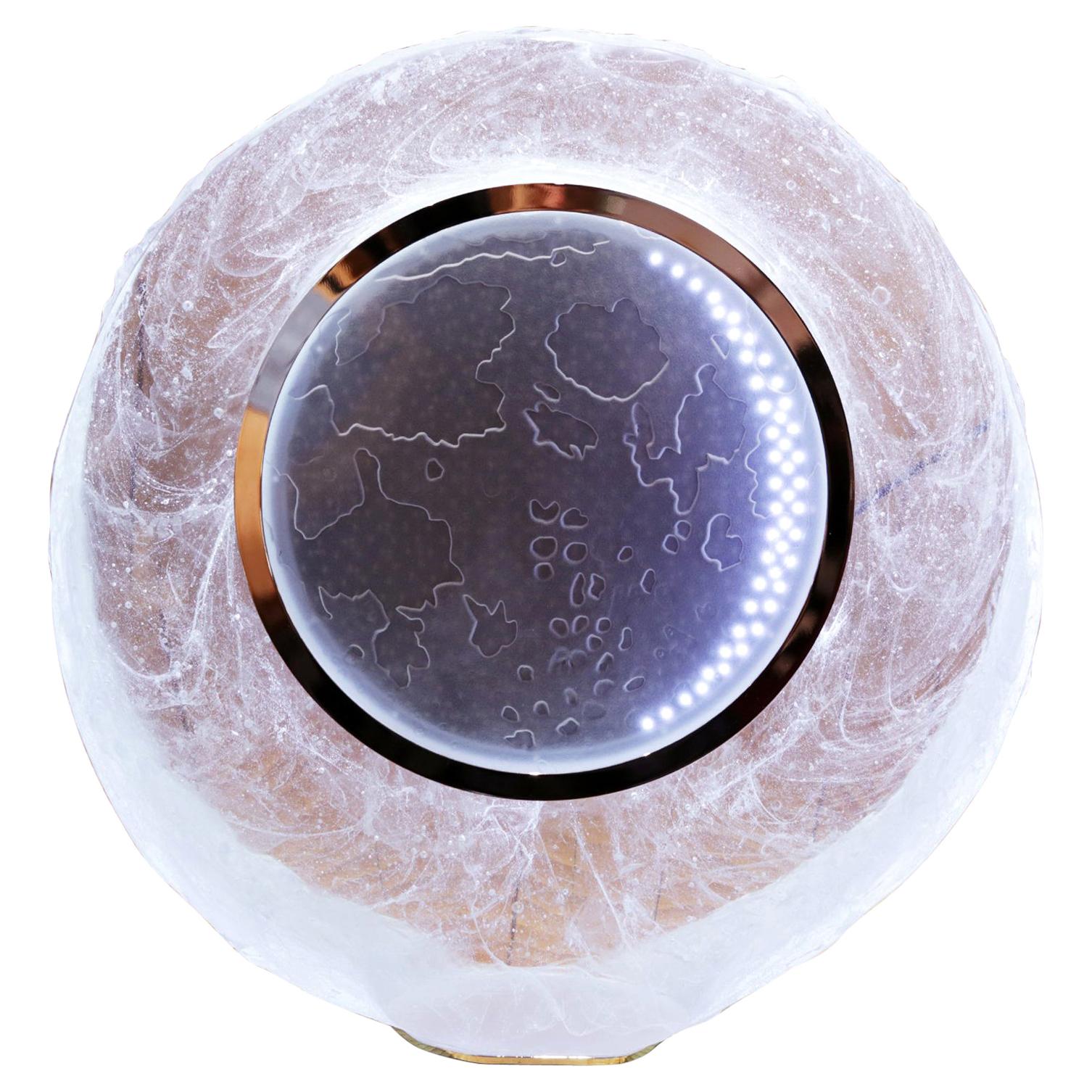 Lunar-Uhr aus reinem Kristall, hergestellt 2018 im Angebot