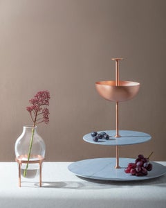 Lunar Cycle Multi-Layered Stand  in gray marble and copper by Elisa Ossino