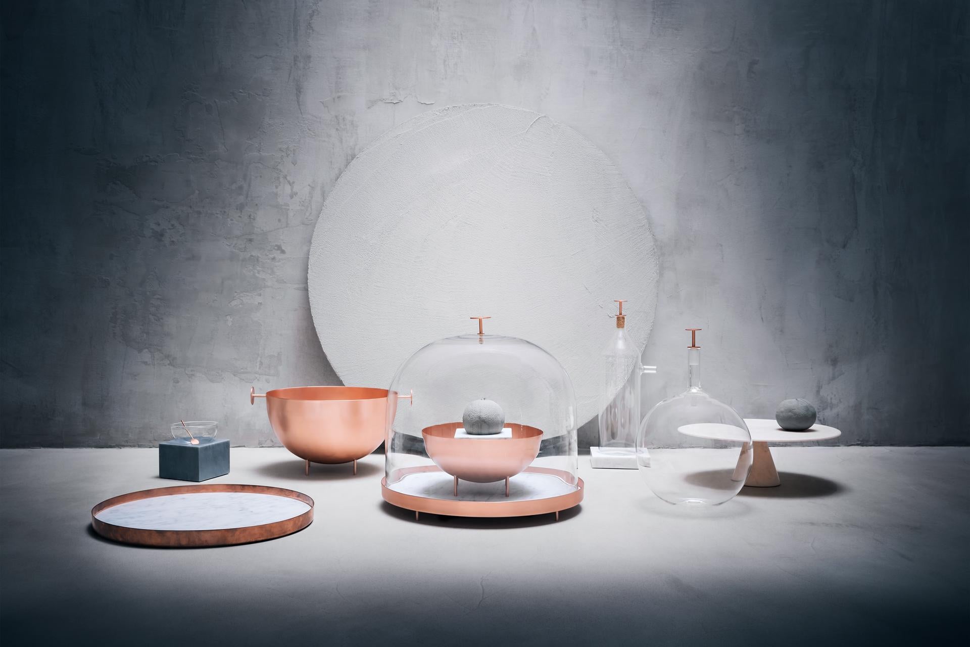 Lunar Cycle Mehrschichtiger Stand  In grauem Marmor und Kupfer von Elisa Ossino (Moderne) im Angebot