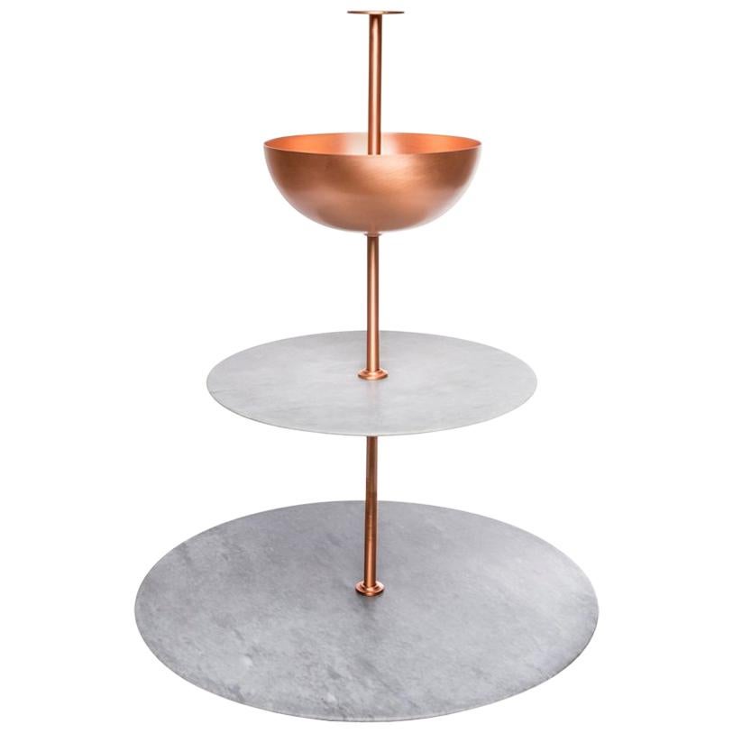 Lunar Cycle Multi-Layered Stand  in gray marble and copper by Elisa Ossino