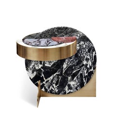 Lunar Full Moon Marble and Brass Side Table, Alpine, Bohinc Studio