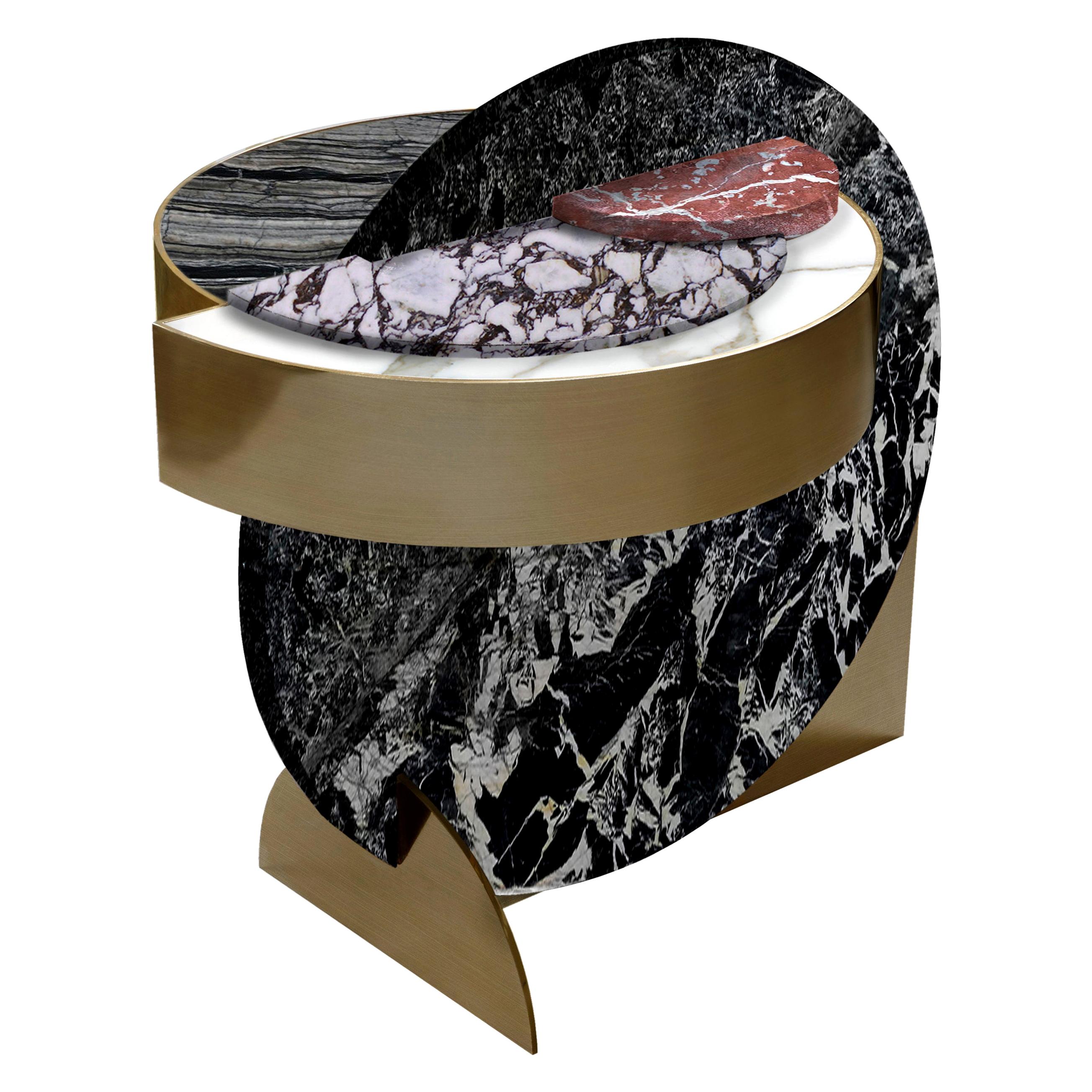 Table d'appoint Lunar Full Moon en marbre et laiton:: Alpine:: Bohinc Studio