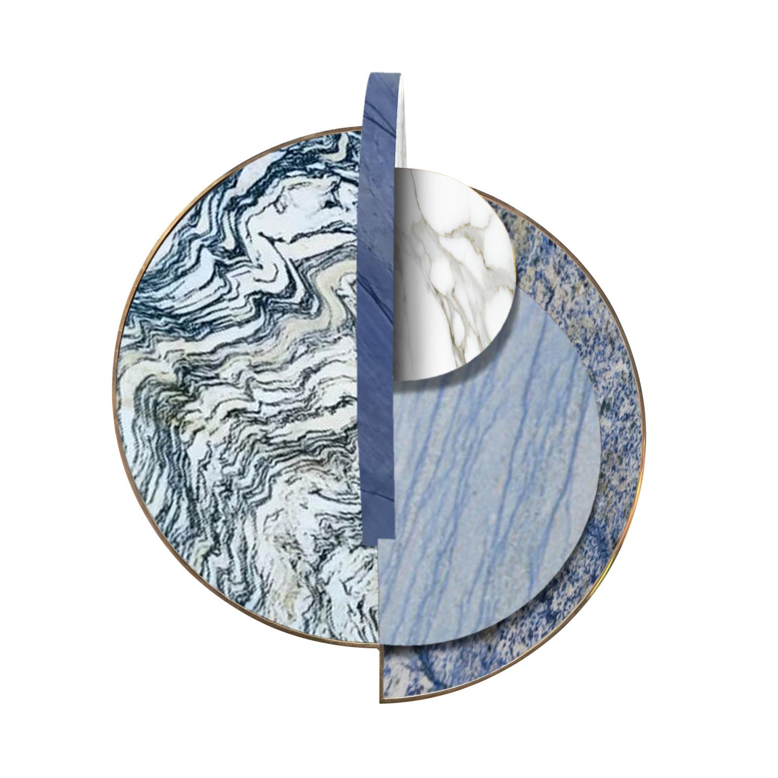 Lunar Full Moon Blauer Beistelltisch aus Azul-Marmor und Messing, geometrisch, von Lara Bohinc (Moderne) im Angebot