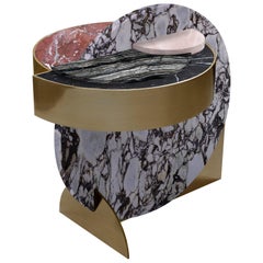 Lunar Full Moon Beistelltisch aus Marmor und Messing:: Dune:: Bohinc Studio