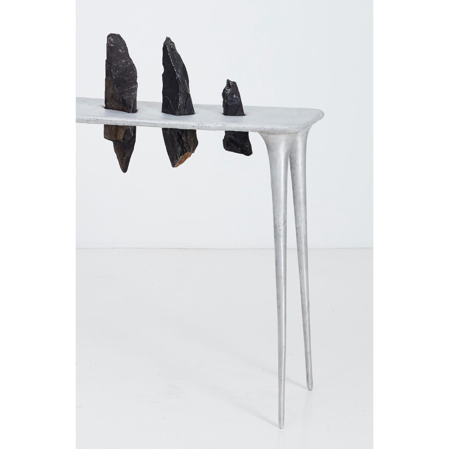 Sudafricano Console Lunar in edizione limitata in alluminio e ardesia Malmesbury di Jesse Ede in vendita