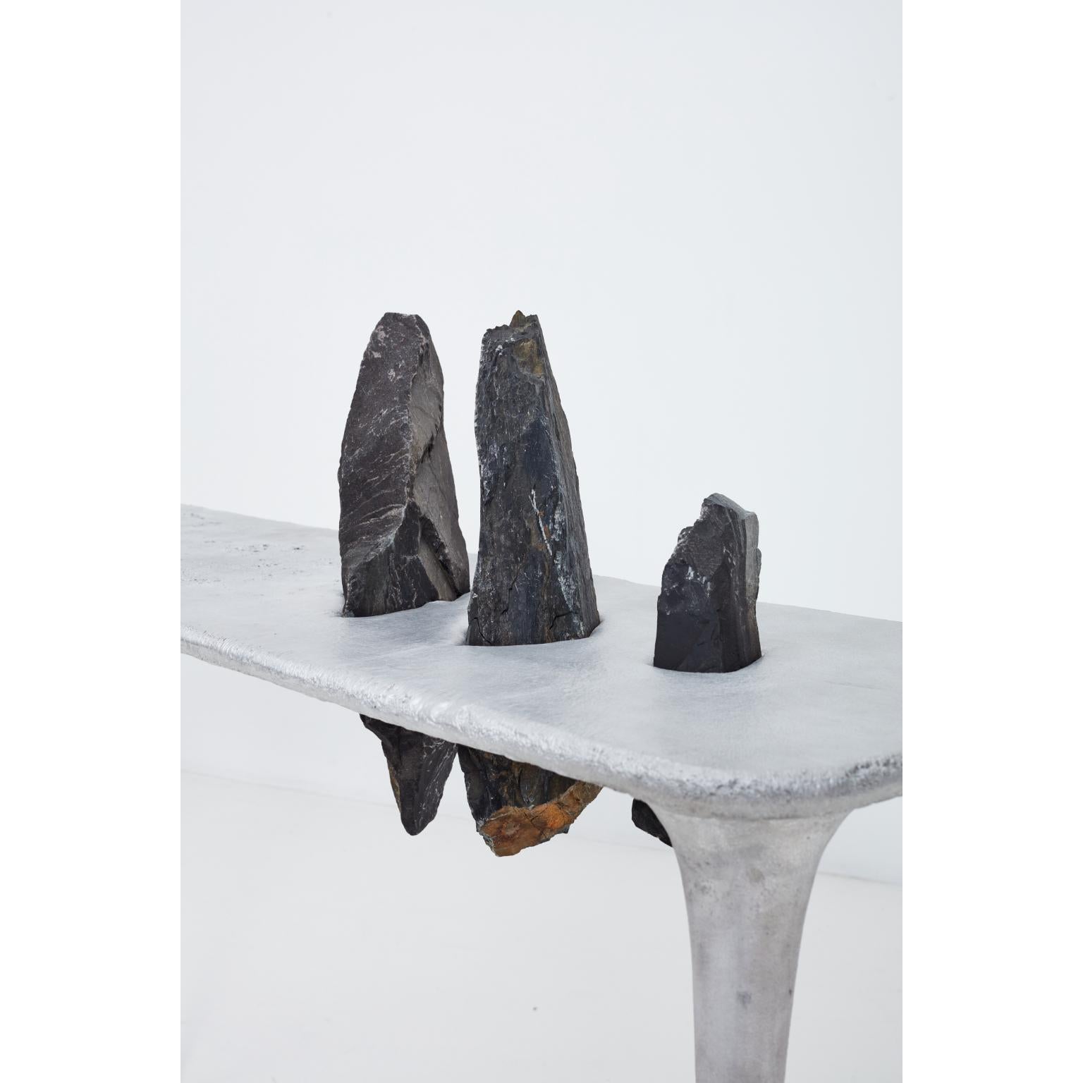 XXI secolo e contemporaneo Console Lunar in edizione limitata in alluminio e ardesia Malmesbury di Jesse Ede in vendita