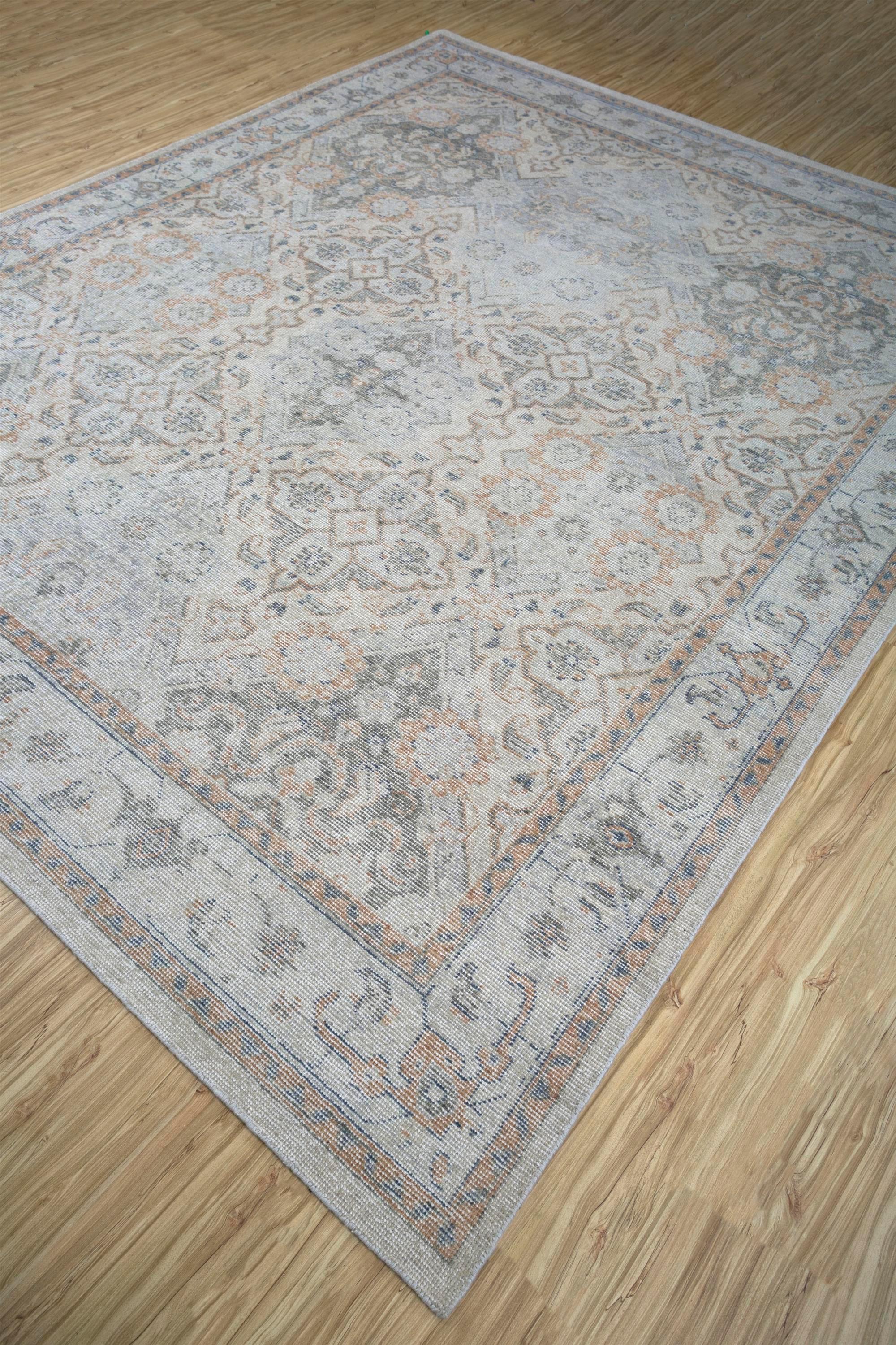 Indian Lunar Lining Ashwood & Classic Gray 300x420 cm Hand Knotted Rug For Sale