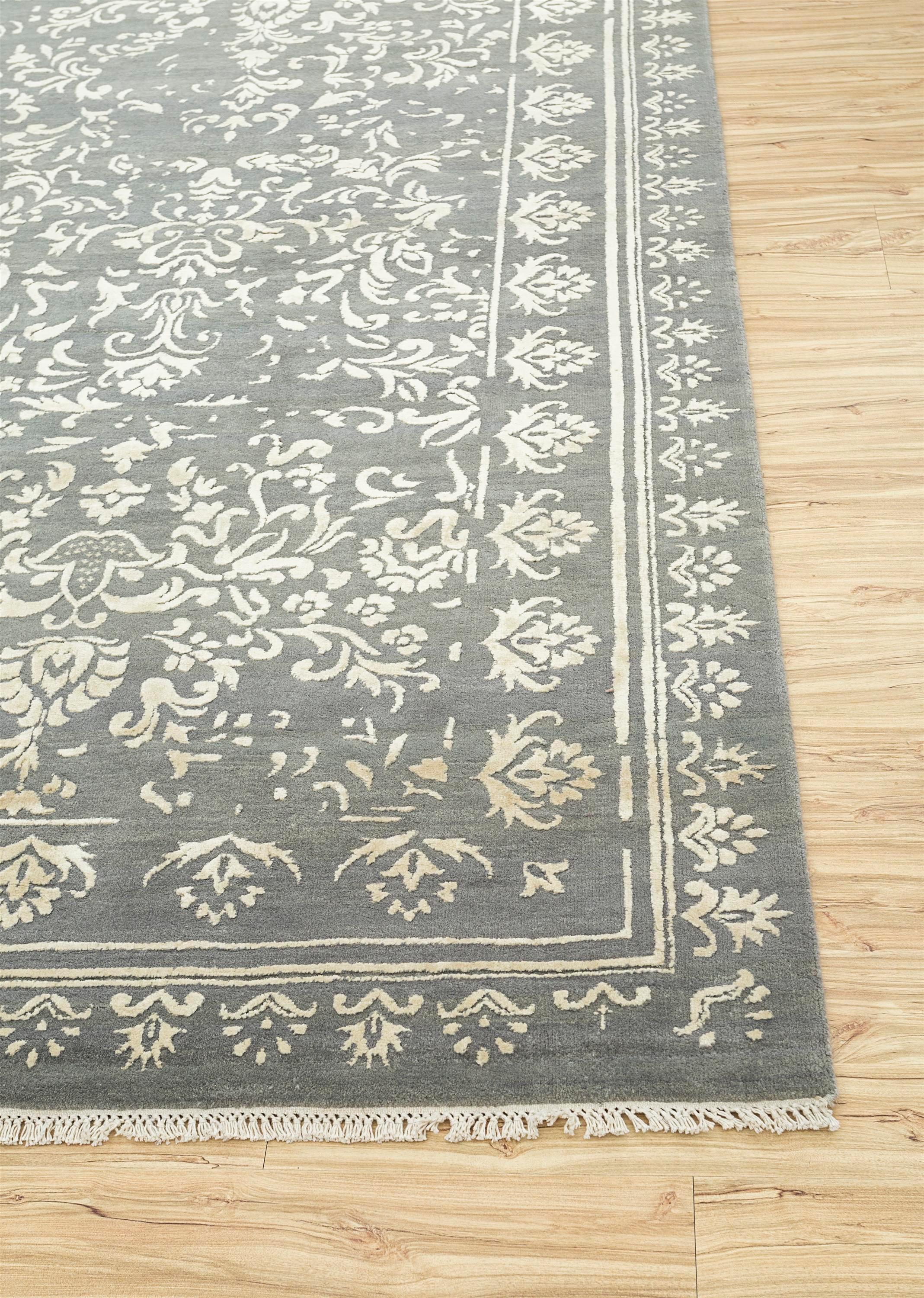 Mid-Century Modern Lunar Lining Smoke Gray & Smoke Gray 240x300 cm Hand Knotted Rug For Sale