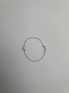 Lunar Moon Star White Brilliant Diamond Pave 18 Karat White Gold Chain Bracelet