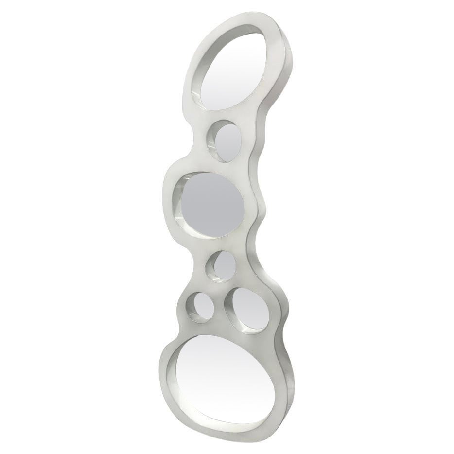 Modern White Wall Mirror by Bert Furnari PowderCoated Aluminum Biomorphic Shape For Sale