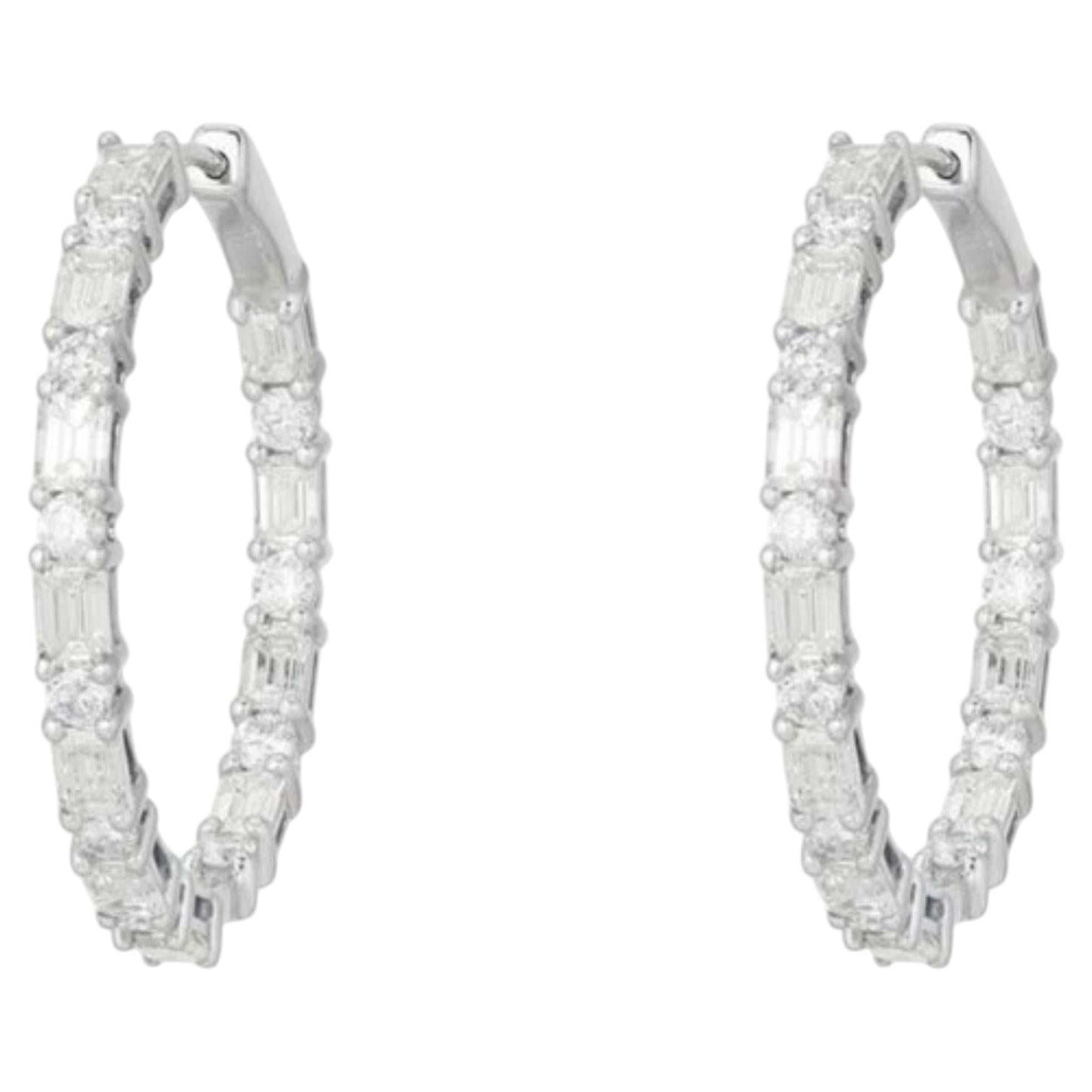 3.87ctw Fancy Diamond 14K Gold Hoop Earrings