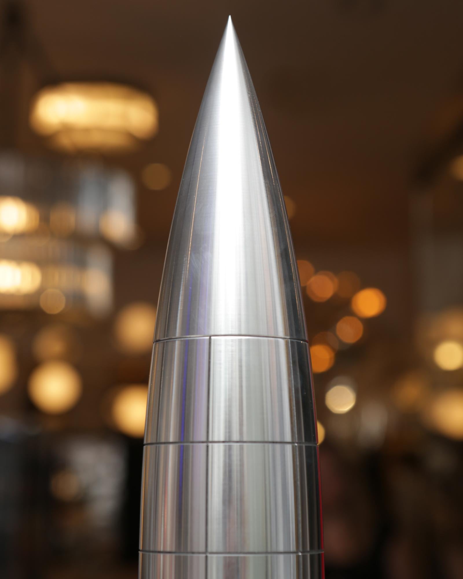 Polished Lunar Rocket Sculpture