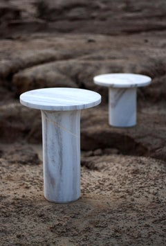 Lunar Side Table in Mist White Marble by Raw Material