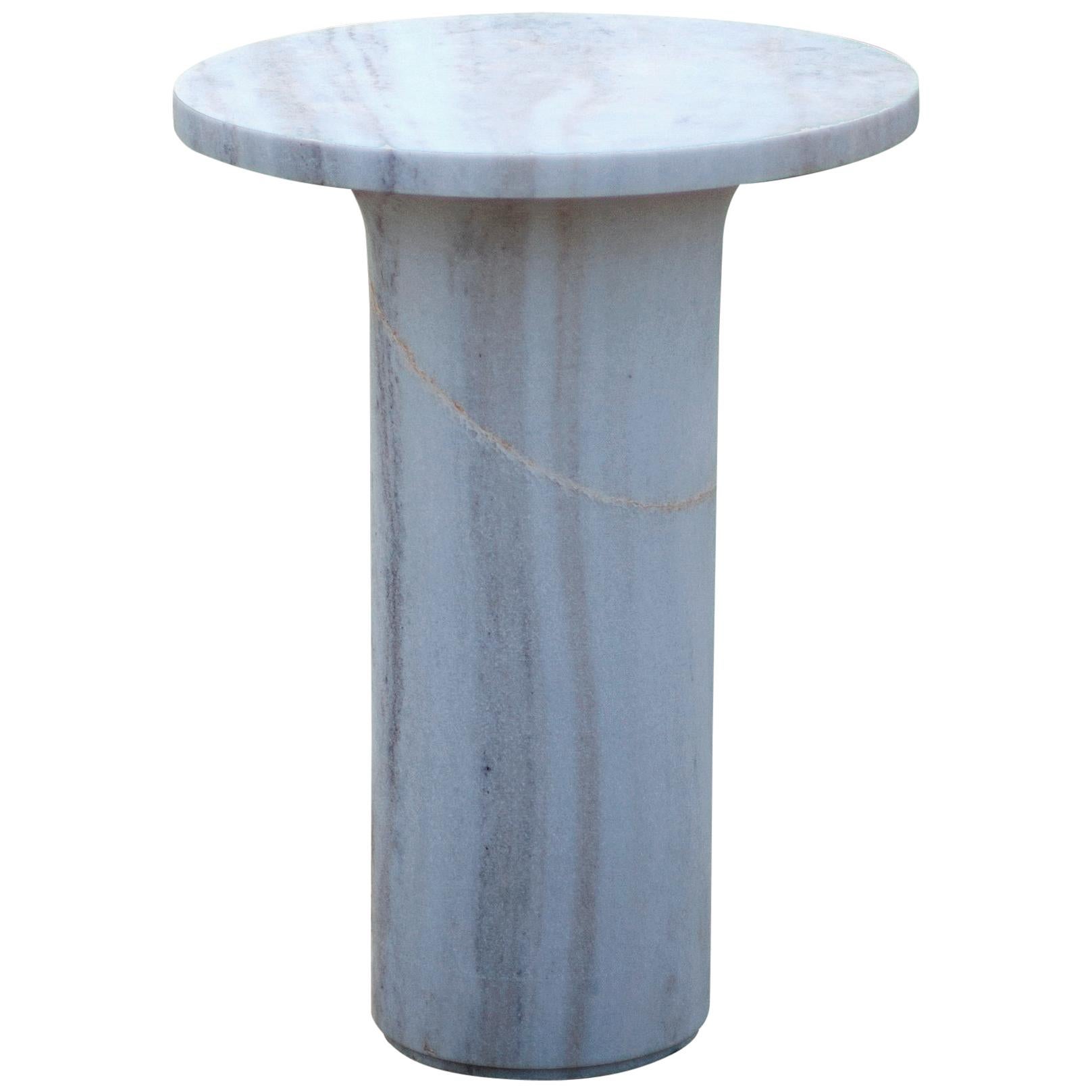 Lunar Side Table in Mist White Marble by Raw Material For Sale