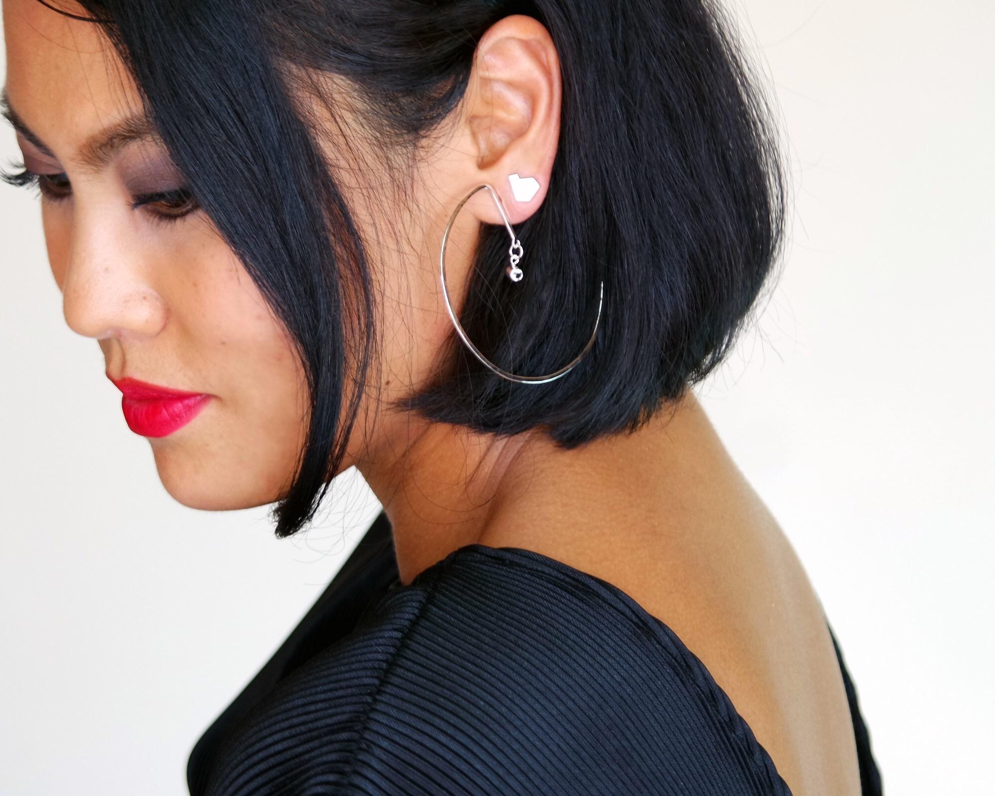 Women's Lunar Star Sterling Silver Topaz Hoop Earrings by TIN HAUS For Sale