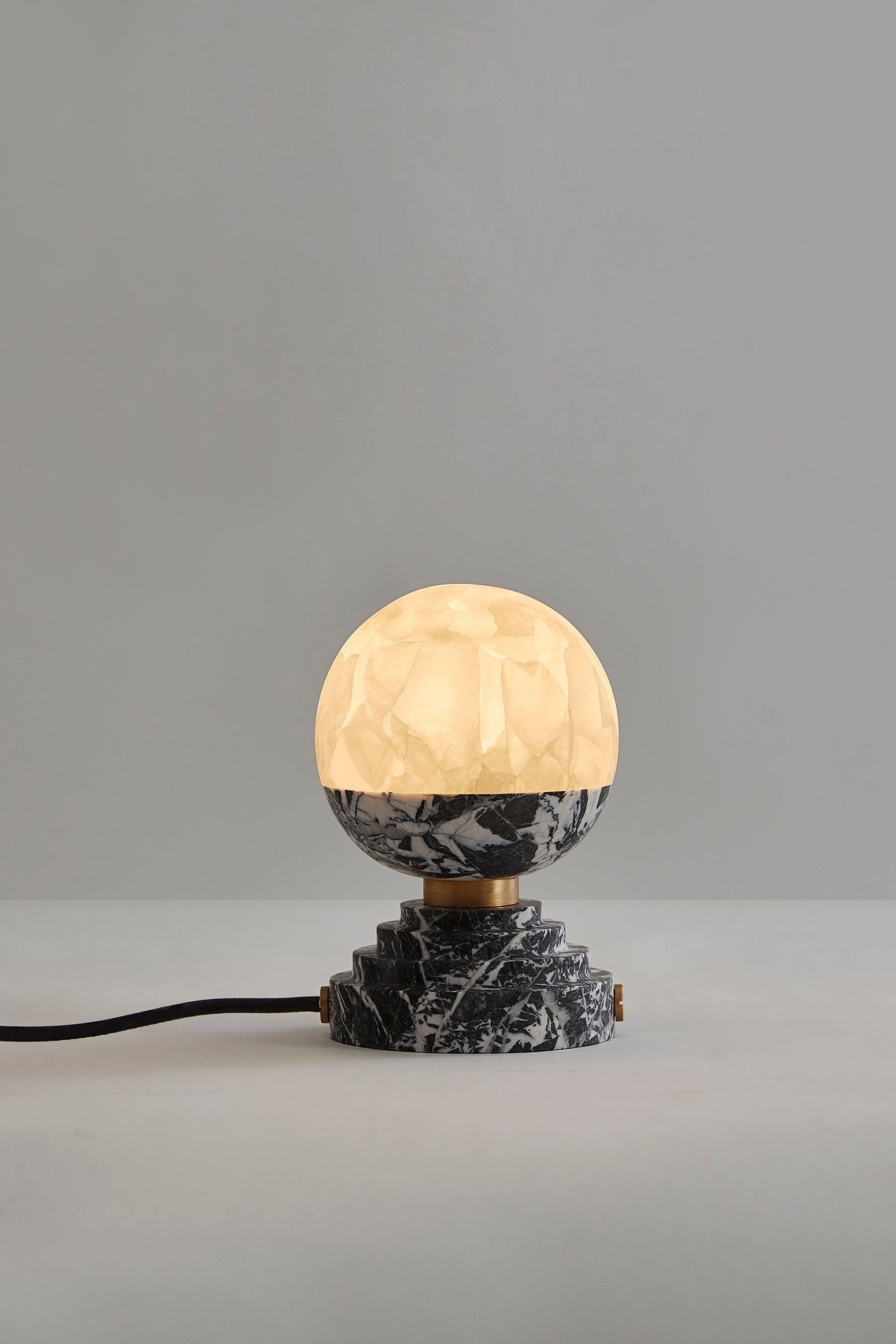 Modern Lunar Table Lamp Grand Antique Brushed Brass For Sale