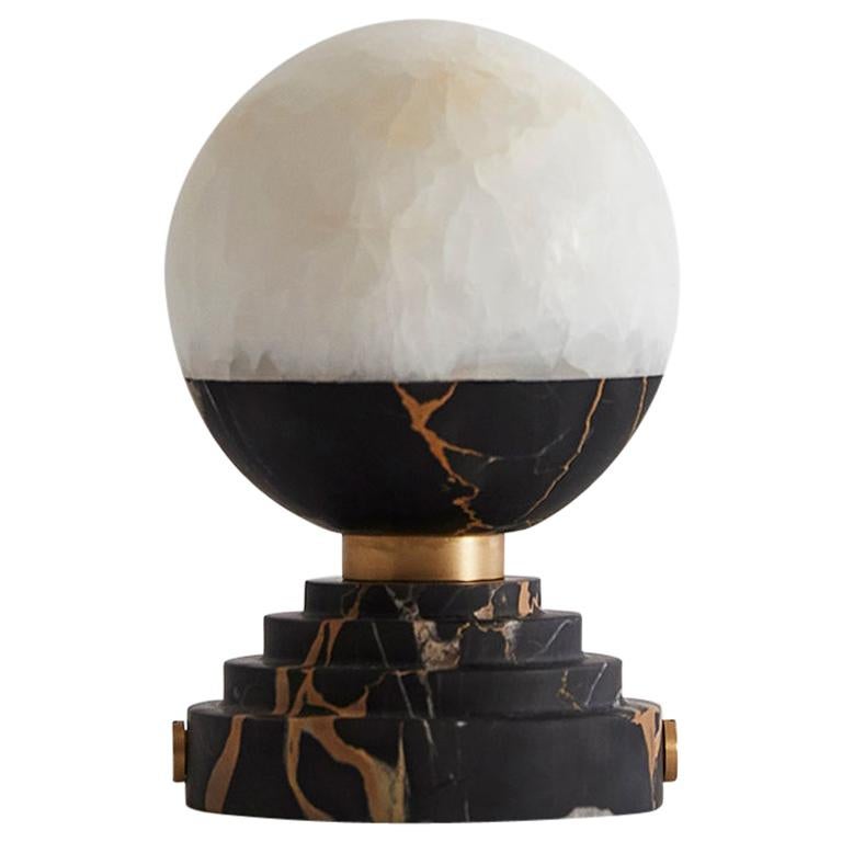 Lunar Table Lamp Portoro Marble and Brushed Brass For Sale
