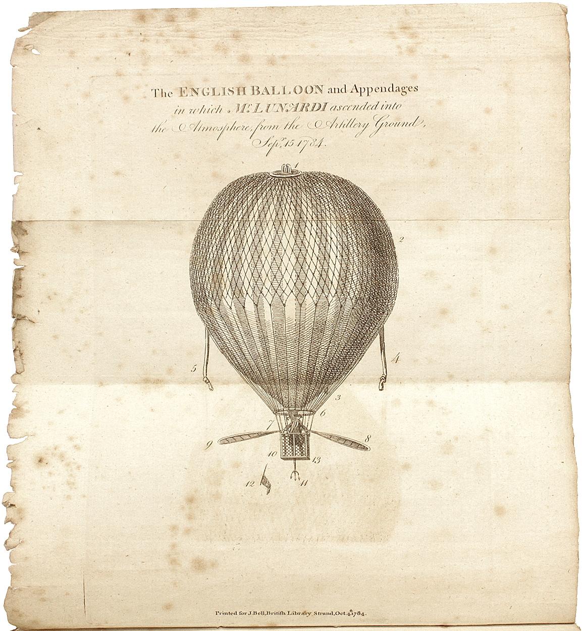 Late 18th Century Lunardi - Account of the First Aerial Voyage in England - 1784 - First Edition For Sale