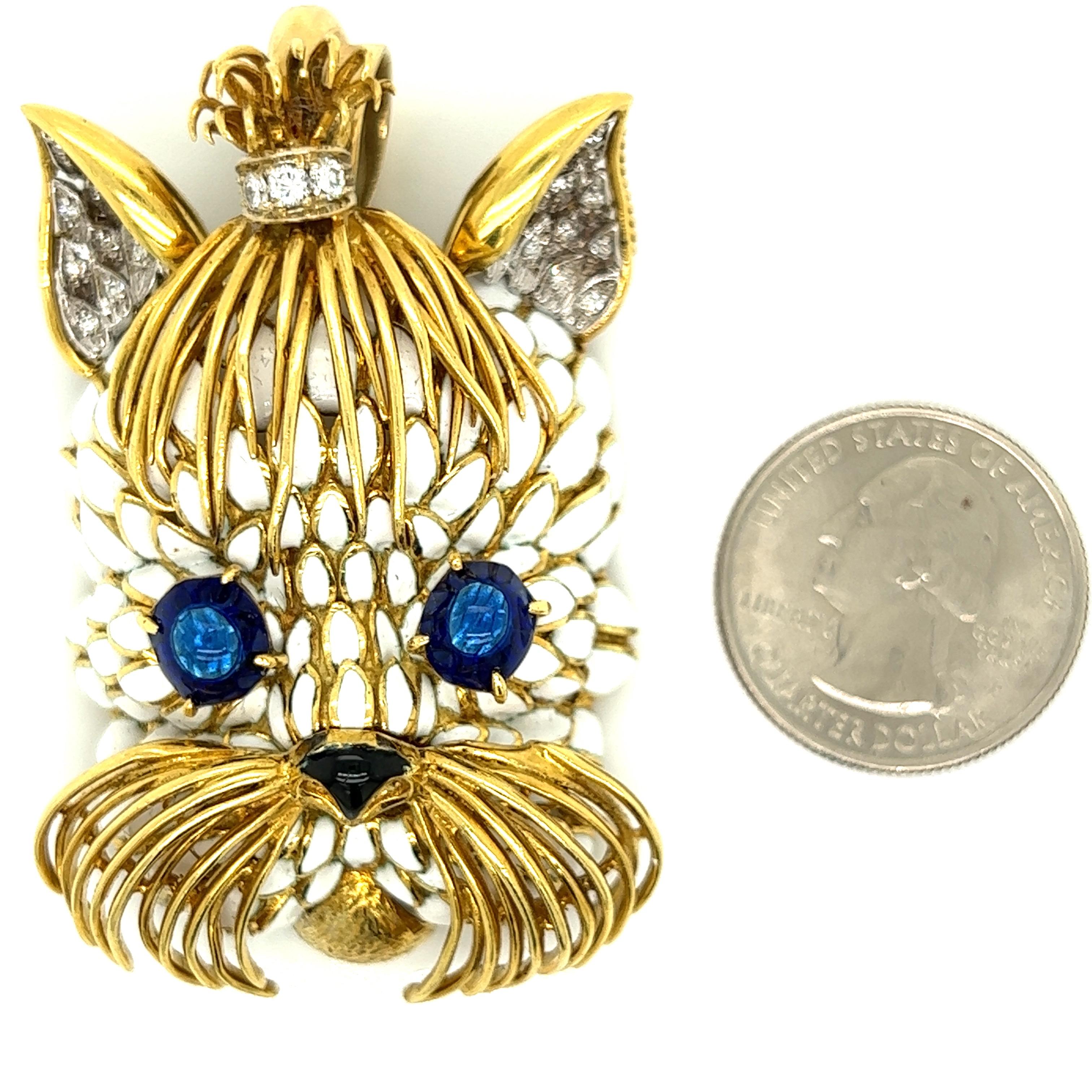 Diamant- und Emaille-Anhänger von Lunati Gioielli Yorkie (Rundschliff)