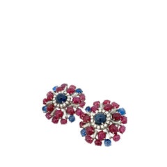 Lunati Vintage Sapphire, Ruby & Diamond Earrings, 1960s