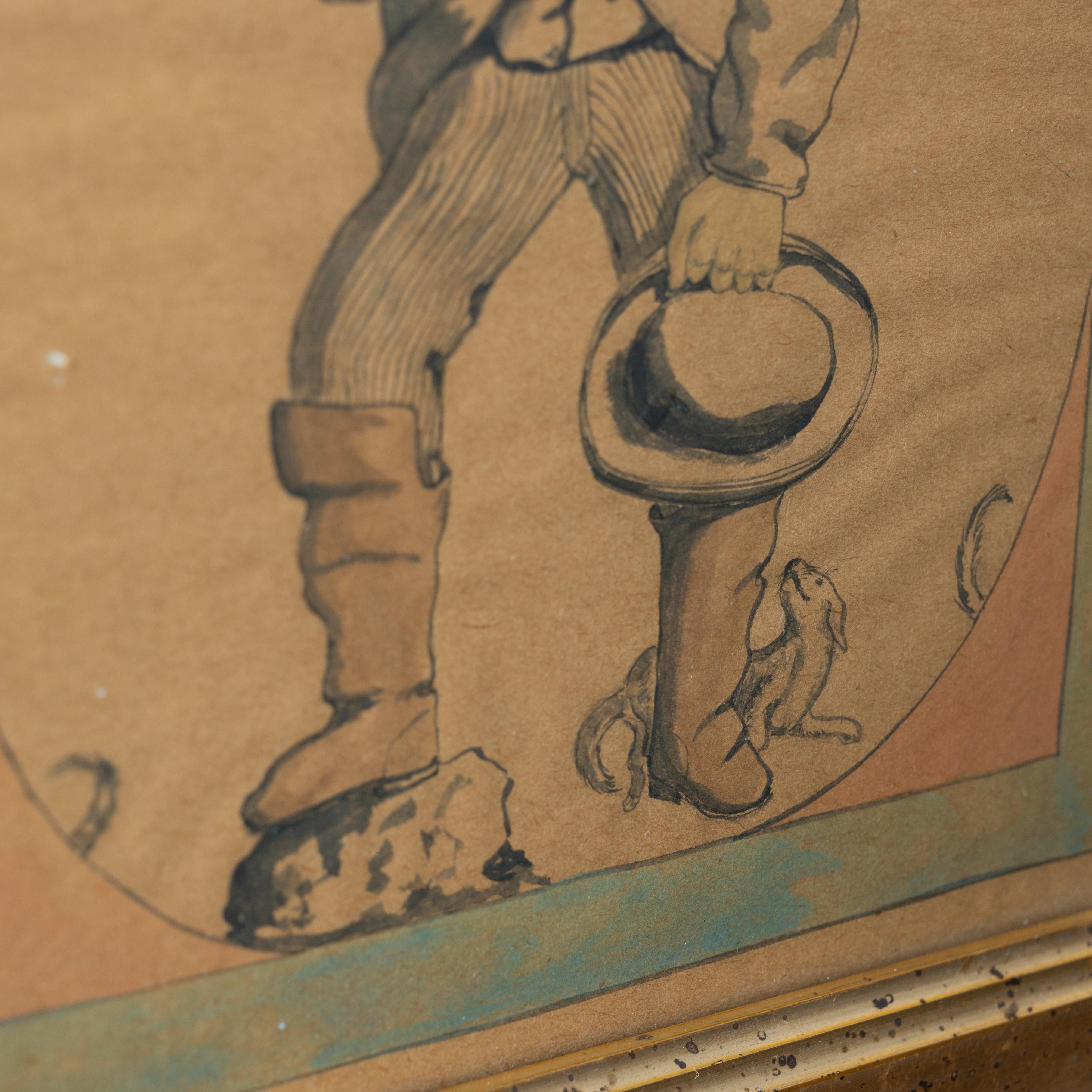 Lunatic Billy Bats Outsider-Kunstzeichnung, 1872 (amerikanisch) im Angebot
