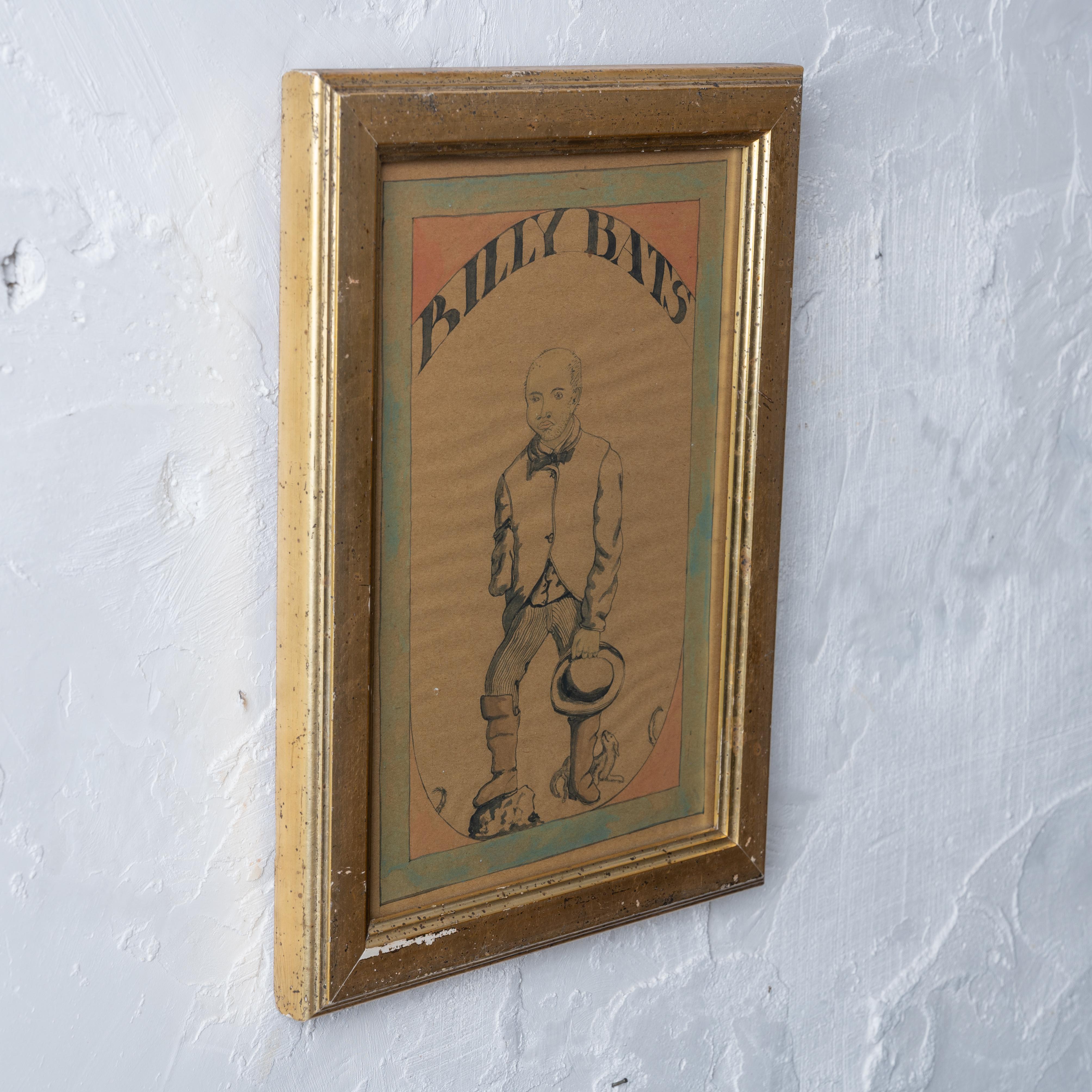 Lunatic Billy Bats Outsider-Kunstzeichnung, 1872 (Spätes 19. Jahrhundert) im Angebot