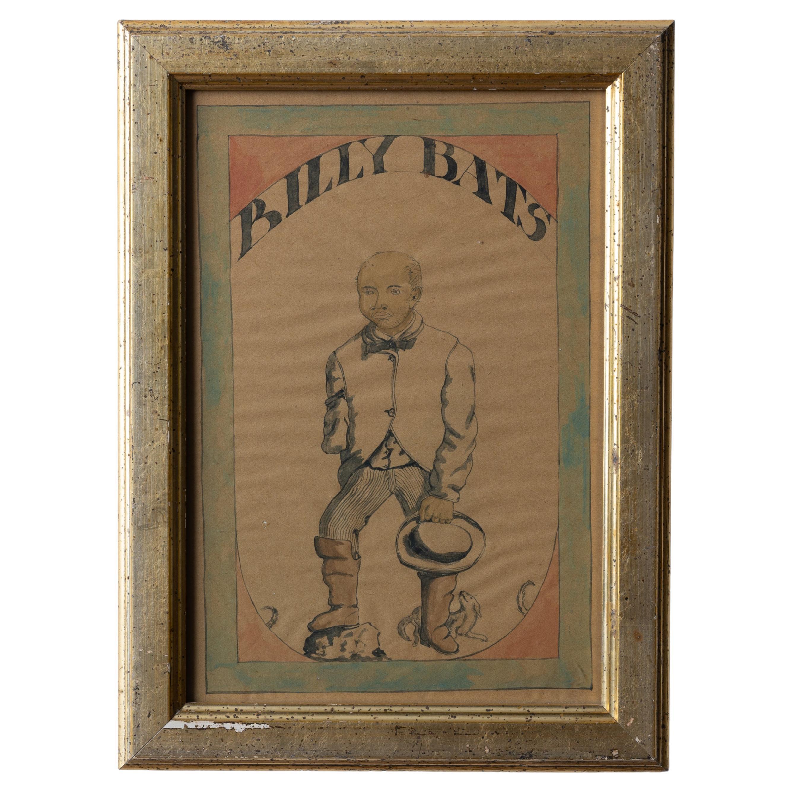 Dibujo de arte forastero del lunático Billy Bats, 1872