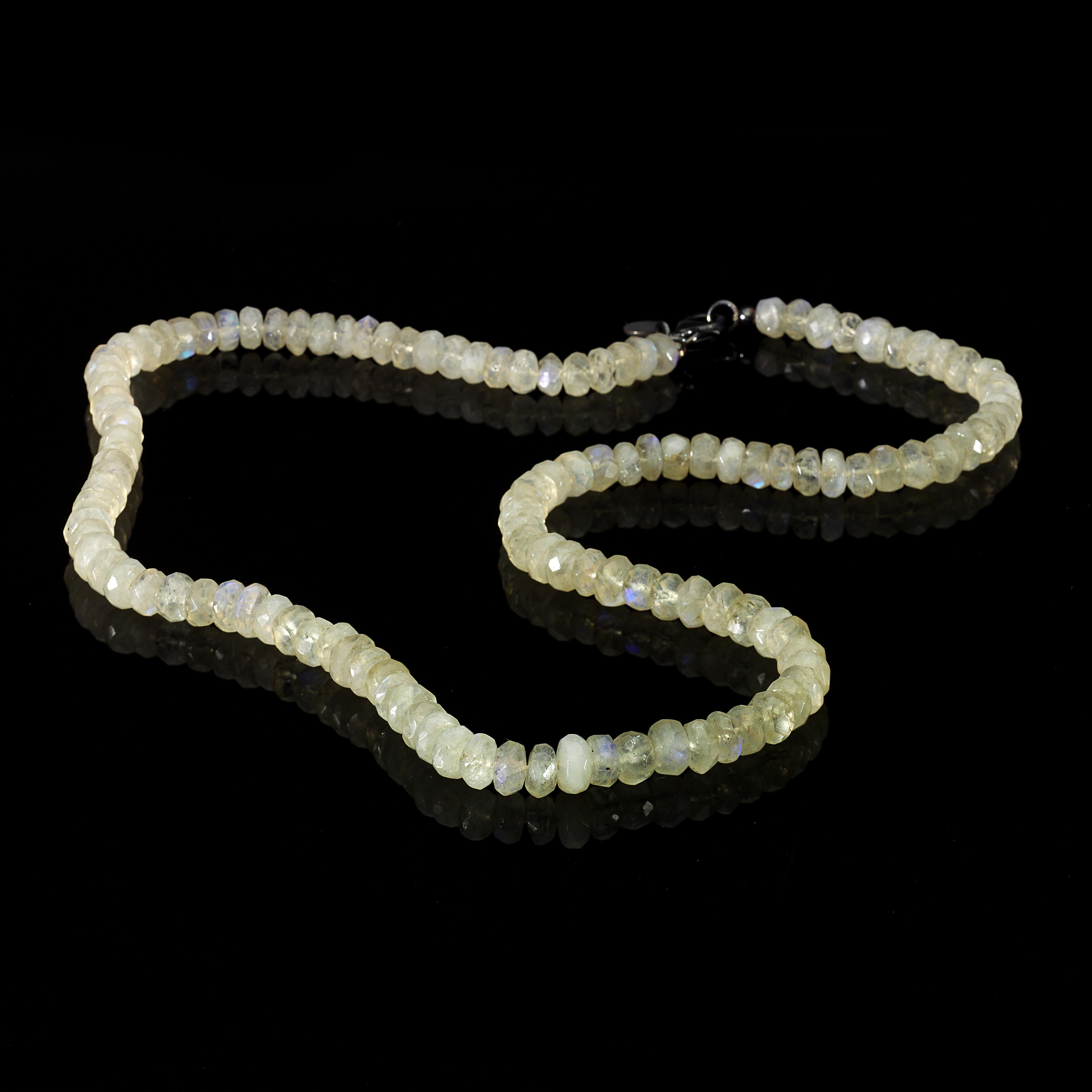 Contemporary Silver Moonstone Bead Necklace For Sale