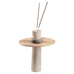 LUNATICO - Vase für Zinnhalter aus Stein von Lecce, Pietra Serena und Midollino