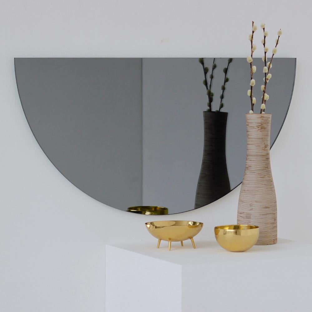 Luna™ 2 Half-Moon Pieces Black Tinted Round Frameless Contemporary Mirror 1