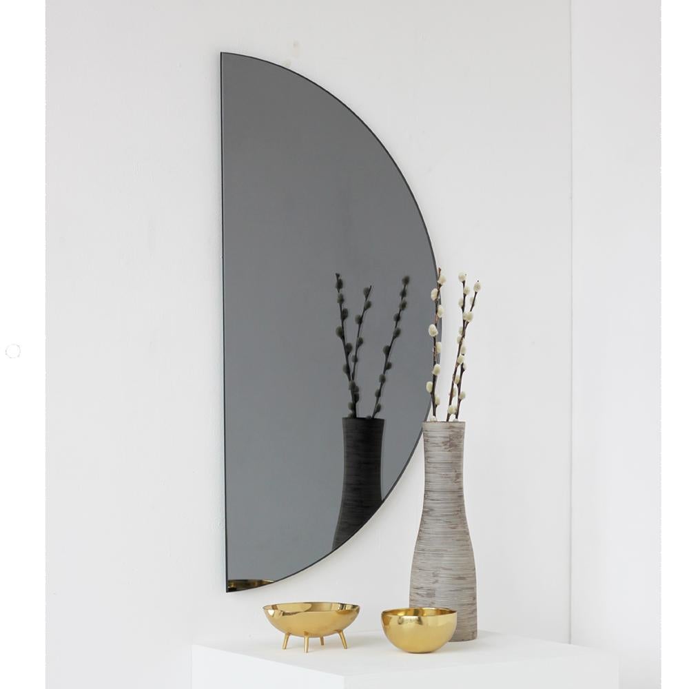 Luna™ 2 Half-Moon Pieces Black Tinted Round Frameless Contemporary Mirror 2