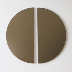 Luna™ 2 Half-Moon Pieces Bronze Tinted Round Minimalist Frameless Mirror, Large