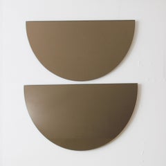 Luna™ 2 Half-Moon Pieces Bronze Tinted Round Frameless Bespoke Mirror, Oversized