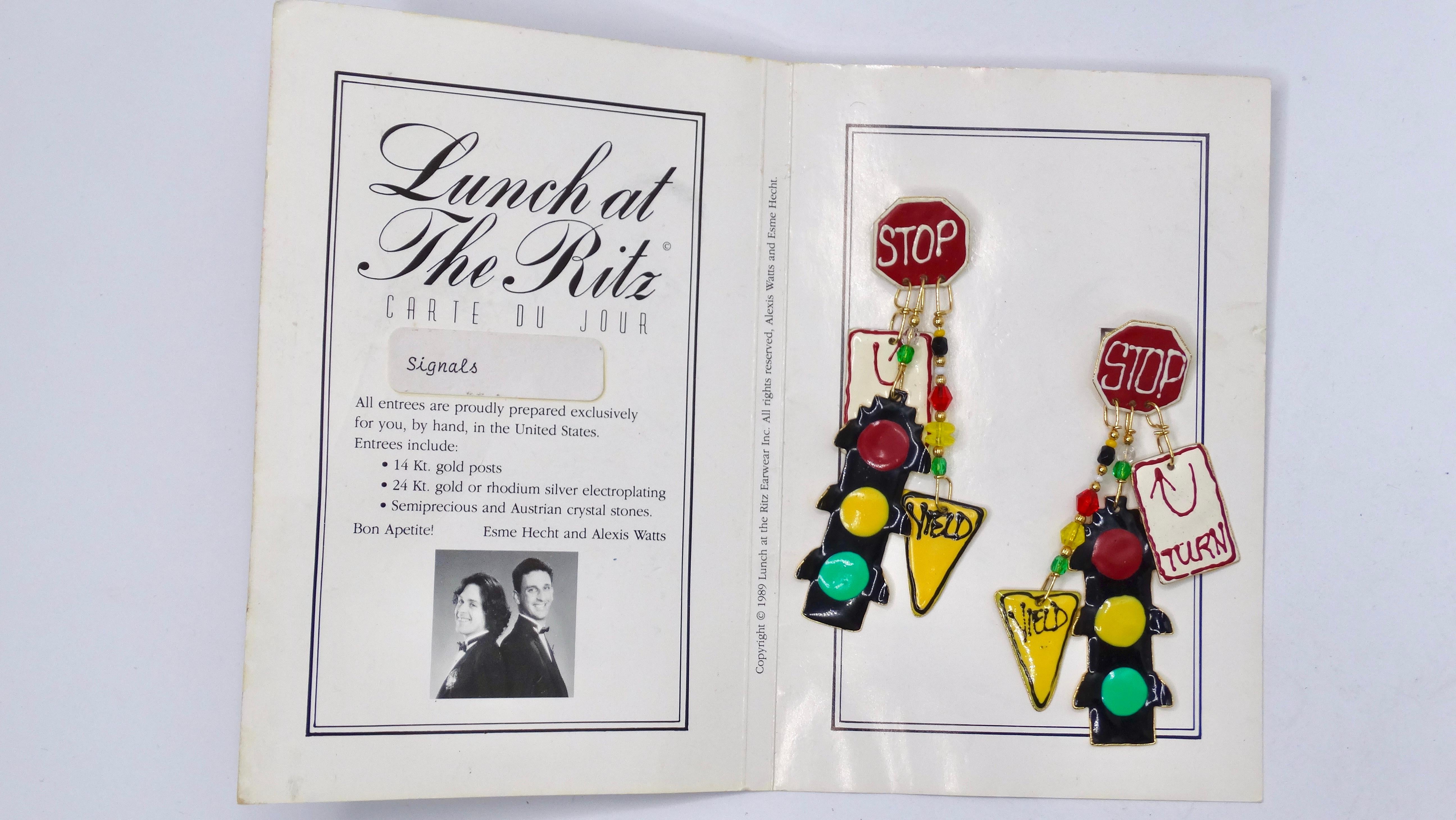 These are the most fun piece of collectible costume jewelry! No one will be able to resist complimenting you on these works of art! Add some youthfulness and fun to your outfit by adding these traffic signal motif earrings to your outfit. These are