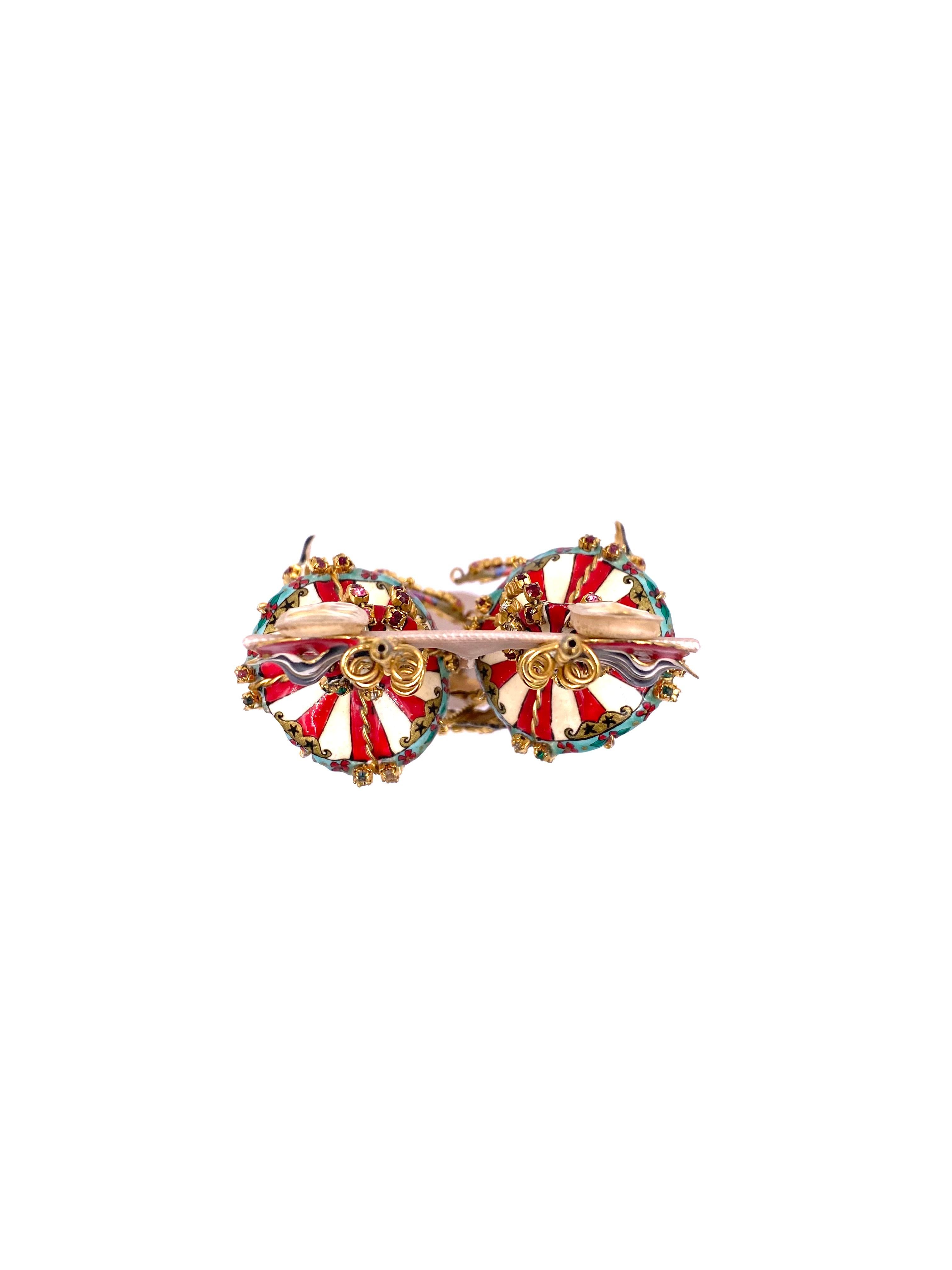 Lunch at the Ritz Carousel Earrings In Excellent Condition In Los Angeles, CA