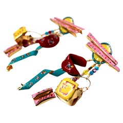 Lunch At The Ritz Chinese Takeout Charm Dangle Earrings circa 1988