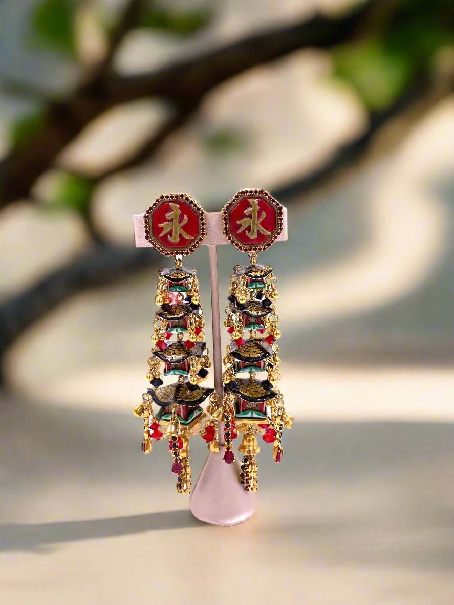 Lunch at The Ritz Chinese Temple Earrings 2