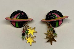 Lunch at The Ritz Enameled Planet Saturn Earrings