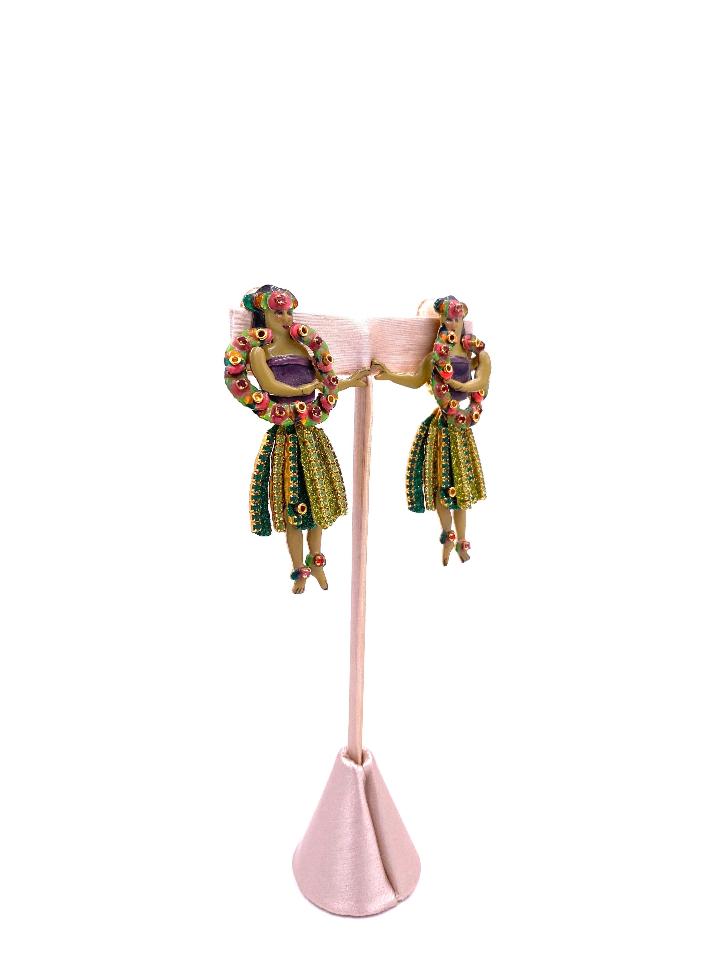 Women's Lunch at The Ritz Hula Dancer Earrings For Sale