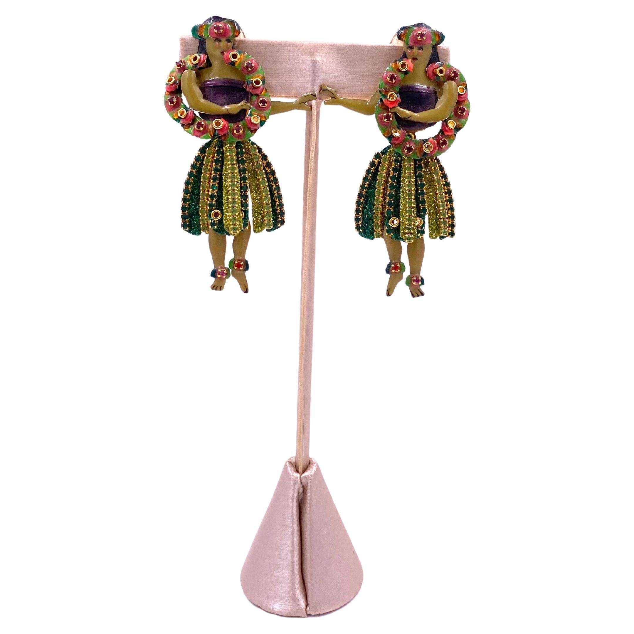Lunch at The Ritz Hula Dancer Earrings For Sale