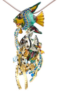 Lunch at the Ritz Rhinestone and Enamel Angelfish Earrings