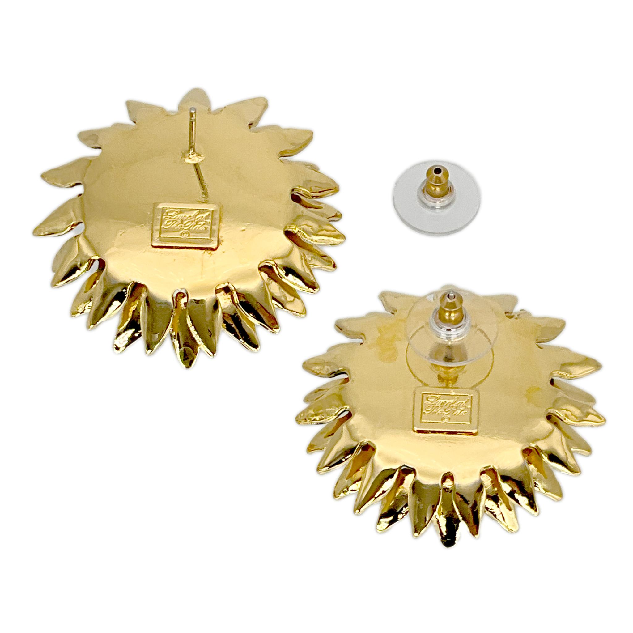 Lunch at the Ritz Sonnenblumen-Kristall-Ohrringe mit 22k Goldplattierung im Angebot 4