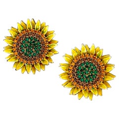 Lunch at the Ritz Sonnenblumen-Kristall-Ohrringe mit 22k Goldplattierung